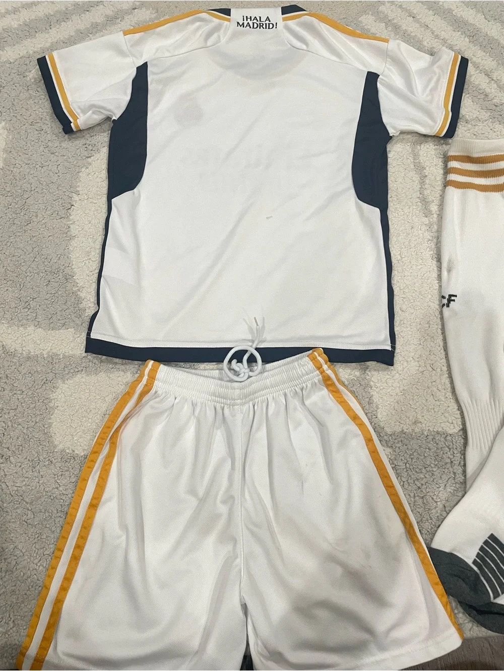 Real Madrid Kids White & Gold Soccer Jersey Set